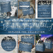 Blue Rustic Wood String Lights Mason Jars Wedding All In One Uitnodiging