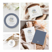 Kuststrand blauwe zeeschelp bruiloft sparkling wijnetiket