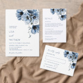 Blauwe Bloemen Witte Casual Bruiloft Kaart (Personaliseer de collectie van deze zelfstandige maker.)