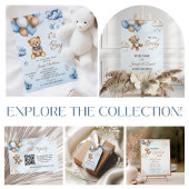 Speelse Blauw Bruin Beer Cloudy Sky Baby shower Kaart