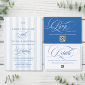 Blauw en wit trouwfoto Save The Date (Personaliseer de collectie van deze zelfstandige maker.)