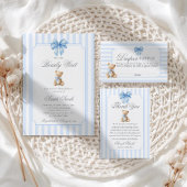 Blue Stripes Bear Grand millennial Bedankkaart