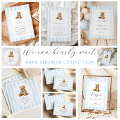 Blue Stripes Bear Baby Shower Ronde Sticker