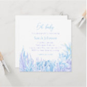 Blauw Succulent Baby shower Advies Botanisch Notitiekaartje