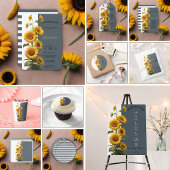 Blue Sunflower Baby shower Cadeaulabel