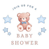 Teddybeer Baby Jongens Shower - Zachte Blauwe Ster Cadeaulabel