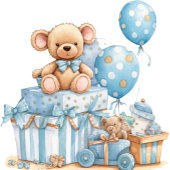 Blauwe teddybeer babyshower uitnodiging