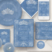 Elegante blauwe Masquerade Masker Quinceanera Kaart