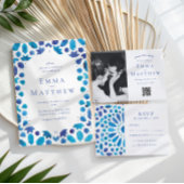 Blue Tegel Mediterranean Wedding Kaart