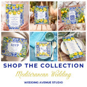 Blue tegels Lemons bruiloft RSVP Kaartje