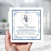 Blue Toile de Jouy Baby Shower Invitation Kaart