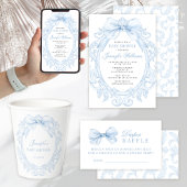 Elegant Blue Frame Bow Baby Boy Shower Papieren Bekers