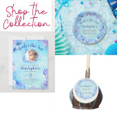 Onder het Zee Blue Photo Boy's 1st Birthday Party Kaart