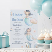 Blue Under the Sea Mermaid Birthday Feesthoedjes