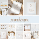 Some Bunny Is Turning One Blue Bow 1st birthday Kaart