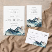 Blauwe Waterverf - Rustige bergen - Omsluiting Informatiekaartje (Personaliseer de collectie van deze zelfstandige maker.)