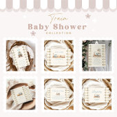 Blue Waterverf Train Baby shower Registry Informatiekaartje