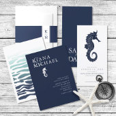 Blue Wave Seahorse Wedding Wht/Navy ID836
