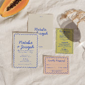 Moderne Blauwe Kleurrijke Retro Whimsical Bold Bru Uitnodigingen Wikkel