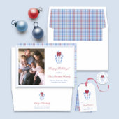 Winter Rood Blauw Tartan QR Code Huwelijk Shower R Informatiekaartje