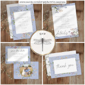 Blue Wildflower Garden Elegant Wedding Kaart