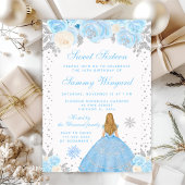 Blonde Prinses met Blauwe Winter Haar Sweet Sixtee Briefkaart