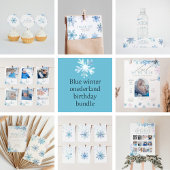 Blue Snowflake Tent Menu Card — Winter First Birth