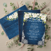 Elegant White Roses Lace Rustic Engagement Party Kaart (Personaliseer deze collectie van deze onafhankelijke maker. Test)