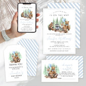 Bosbeboste dieren jongen baby shower uitnodiging
