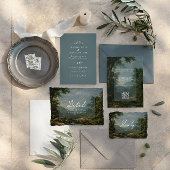 Romantic Vintage Botanical Dusty Blue tapestry Kaart