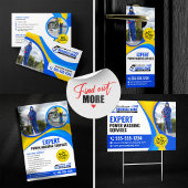 Blauw Geel Druk Washuis Clean Services Flyer