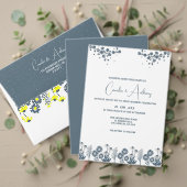 Blauwe Wildbloem Bloemen Boho Bruiloft RSVP Kaartje (Personaliseer deze collectie van deze onafhankelijke maker. Test)