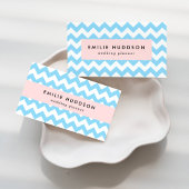 Blauw zigzag, Blauwe Chevron, Geometrisch Patroon Visitekaartje