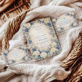 Blueberry Floral Heirloom Bridal Shower Bedankkaart