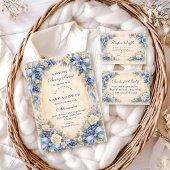 Blue Bow Blueberry Garden Baby Shower Kaart