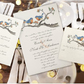 Aqua en Roze vogels op een vertakkingskaart Poster