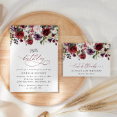 Burgundy Flowers, Pink Flowers, Boho, Birthday Bedankkaart