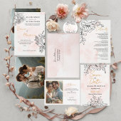 With Love – Blush Watercolor Photo with Elegant Bedankkaart