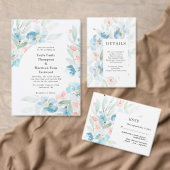 Mooie waterverf bloedige rozen en blauwe bloemen ronde sticker (Personaliseer de collectie van deze zelfstandige maker.)