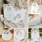 Roze Bloemen Quinceañera Save the Date Gouden Roze