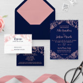 Roze Bloemen Outline Bruiloft Kaart