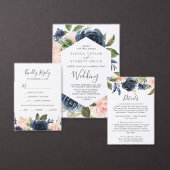Blush and Navy Flowers White Return Address Label (Personaliseer de collectie van deze zelfstandige maker.)