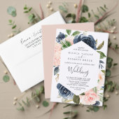 Blush en Navy Flowers | White Wedding Programme Fa Handwaaier (Personaliseer deze collectie van deze onafhankelijke maker. Test)
