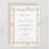 Blush en Sage Wildflower Spring Wedding Kaart