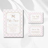 Vintage Blush Geruite Plaid Baby Foto Bedankt Aankondiging