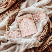 Blush Cherry Botanical Party 1st Birthday Kaart