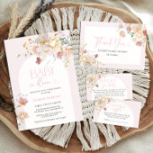 Blush Floral Baby shower Hoe groot is de buik van  Informatiekaartje