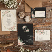 Blush Floral Black Simple Niets Fancy Weddenschap Kaart