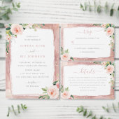 Sparkle Floral Blush Roze Echte Roos Gouden Bruilo Folie Uitnodiging (Personaliseer de collectie van deze zelfstandige maker.)