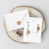 Script Monogram | Blush & Bourgogne Bloemen Ronde Sticker